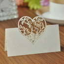 50x Love Heart Place Name Cards White for Wedding Party Table Setting Decor
