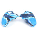 Anti Slip Camo Silicone Case Skin + 2 Thumb Grips for PS5 Controller (Blue)