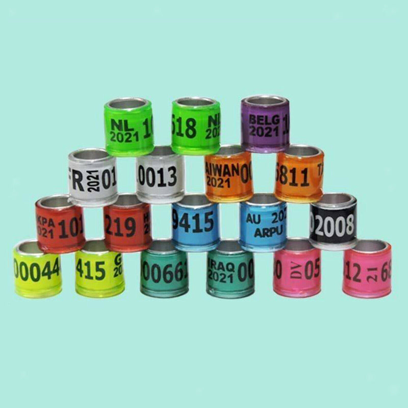 200Pcs Multicolor 2021 Aluminium Bird Dove Racing Pigeon Leg Rings Bands 8mm