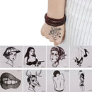 5 Sheets Old School Style Gun Women Black White Face Temporary Tattoo StickME