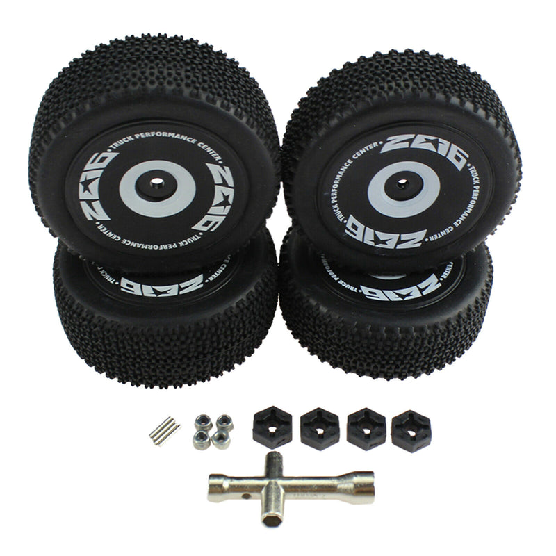 4PCS 1/12 RC Car Tyres, Rubber Front Rear Tire with Installation Bolts Hex