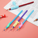 Kids Writing Pencil Holder Rubber Children Pen Aid Grip Tools Set (Red) A