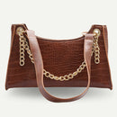 Alligator Pattern Handbags Women Pure Leather Top-handle Bags (Light Brown) A