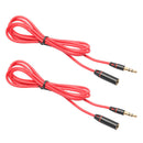 2 x Male To Female 3.5mm Plug Jack Stereo Audio Headphone Extension Cable