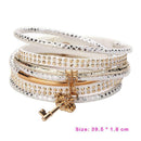 Unisex Fashion Electroplate Multicolor PU Bracelet Decoration Gift(White) A