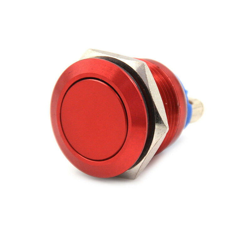 1PC 19mm waterproof red momentary metal push button switch flat top switch Bj