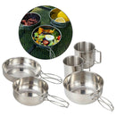 5Pcs Cookware Set Steel Pan Outdoor Camping Picnic Cooking Bowl Backpacking