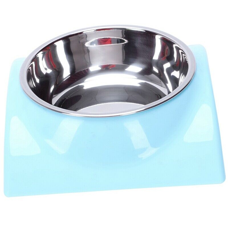 Pet Dog Cat Feeders Stainless Steel Dog Bowls Small Dogs Bowl Blue
