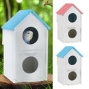 Pet Wood Breeding Nesting Bird Cage Box Nest House Hut for Parrot Birds Blue