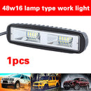 1Pcs 48W 16 LED 6000K Work Light Bar Flood Suv Boat Driving Lamp Offroad