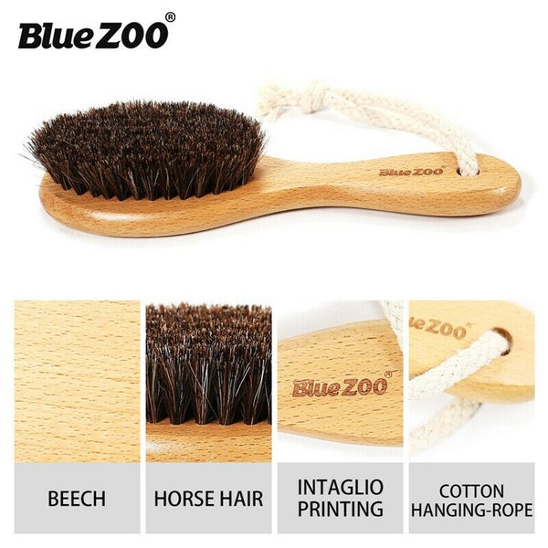 Bluezoo Men Boar Hair Bristle Beard Mustache Brush Hard Oval Wood Male Brus K6Q7