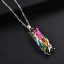 Square Crystal Pendant Necklace Fashion Leaf Choker Statement Jewelry Gift