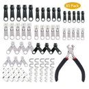 85pcs Replacement Zipper Repair Kit Easy Pull Metal Zipper Heads Install Pliers