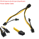 PCI-E 6-pin to 2x 6+2-pin (6-pin/8-pin) Power Splitter Extension Cable BLACK