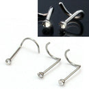 10x Stainless Steel Clear Crystal Twist Nose Ring Stud Body Bar Piercing
