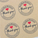 Round Paper Labels 'Thank you, Hand with love' Gift Craft Food Stickers B0V8