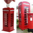 Metal Red British English London Telephone Booth Bank Coin Bank Saving Pot  G5L3
