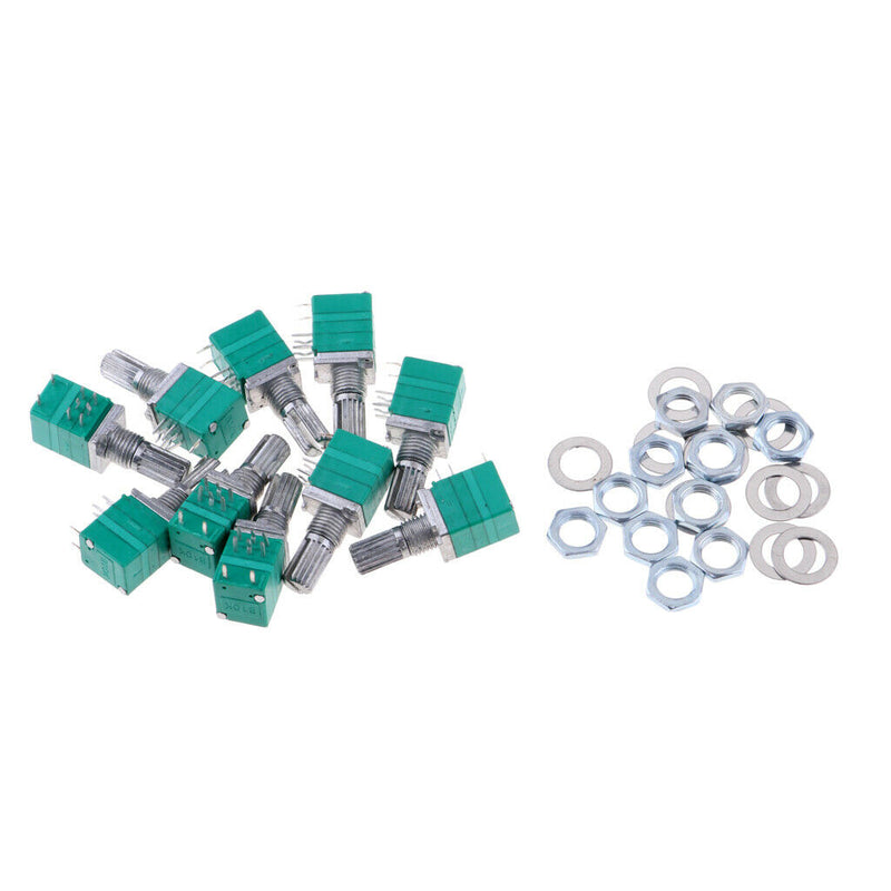 10 Pcs B10K Seal Potentiometer Double 8 Pin Audio Pot for Amplifier