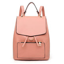 Leather Women Casual School Bags Shoulder Handbag Travel Backpacks (Pink)