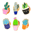 6PCS/Set Enamel Brooch Pins Plant Cactus Collar Pin Badge Women Jewelry Gift FT