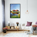 Diamond Painting Modern Houses By Lake DIY Full Round Wall Picture 30x40cm