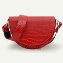 Fashion Women Crossbody Shoulder Bag Crocodile Leather Retro Handbag (Red) A