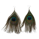 5X(1 Pair Peacock Multicolor Feather Fashion Dangle Earrings Z9S3)
