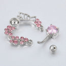 Rosa Schmetterling Bauch Ring oben nach unten Nabel piercing reverse 14G Blu 3C