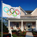 Summer Olympic Flag 5 x 3 FT 100% Polyester With Eyelets Banner Sign Rings F5M4
