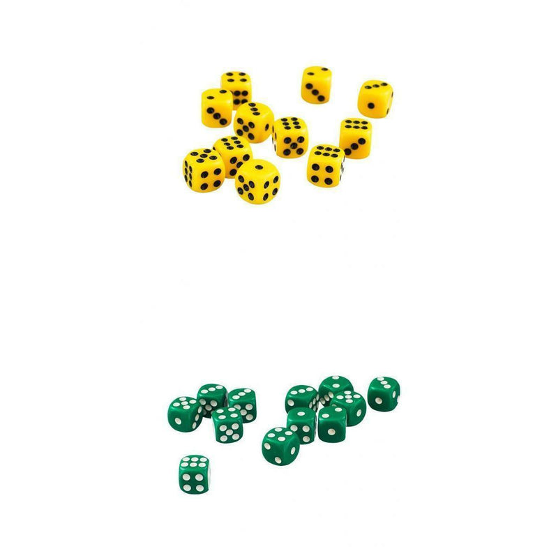 100 Pcs D6 Dice 12mm Six Side Dice for Role Playing Board Games Yellow&Green