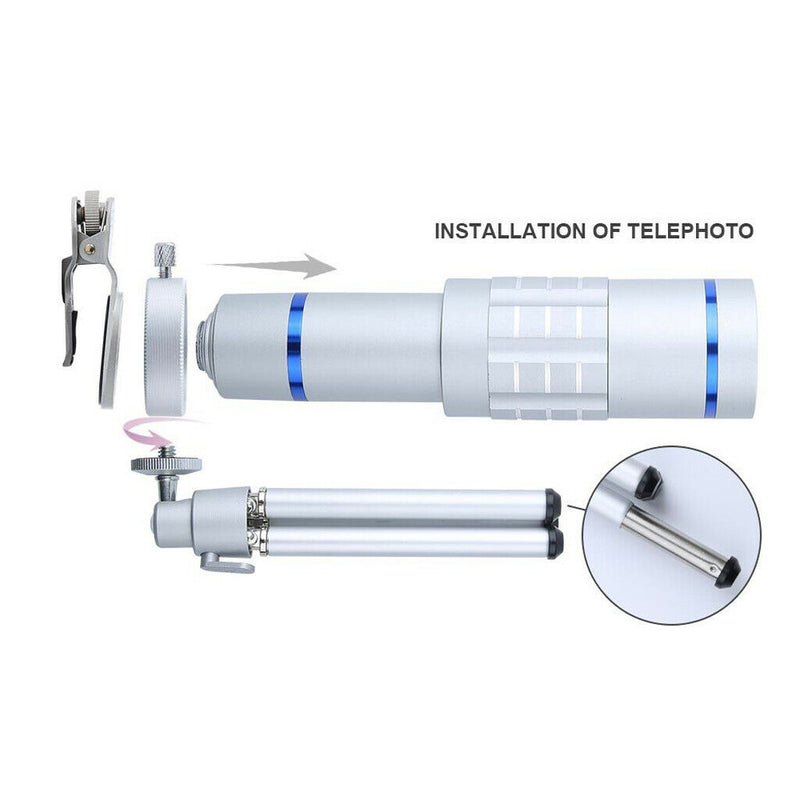 18X Camera Telephoto Lens With Mini Tripod, Optical Zoom Lens Mobile Phone Lens