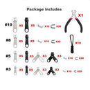 183PCS Zipper Replacement Zipper Repair Kit Install w/ Pliers for Bags Jacket