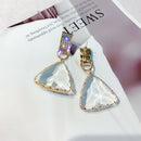 Fashion Women Clear Crystal Triangle Geometric Dangle Stud Earrings JewelryJ Kw