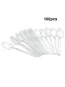 100pcs Plastic Spoons Mini Clear Safe Flatware Spoons Cake Spoons for Gathering