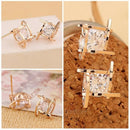Simple Geometric Out Stud Earrings for Women Square Zircon Plated Earring