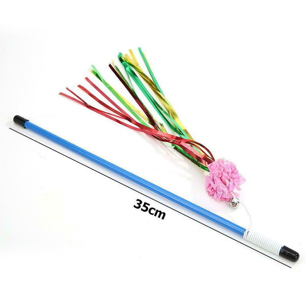 Funny Ring Paper Ball Cat Stick Teaser Wand Cats Interactive Toys (Pink)