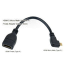 6" HDMI A Female to HDMI Corner D Micro Male Converter Adapter Cable Cord 10 Hn