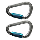 2pcs Carabiner Aluminum Screw Locking Spring Clip Hook Outdoor D Shaped Buckle