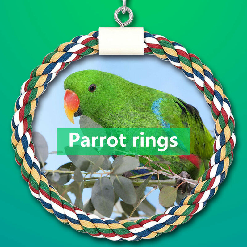 Pet Stand Training Birds Swing Toys Cage Hanging Braided Chew Rope (S) A