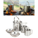 Camping Tableware Hiking Hanging Pot Kettle Tea Compact Campfire Cups Plates