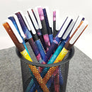 10 colored pencils in different colors, fineliner with a thin lead, writing
