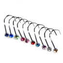 10Pcs Jewelry Rhinestone Surgical Steel Screw Nose Hoop Ring Studs Body Piercing