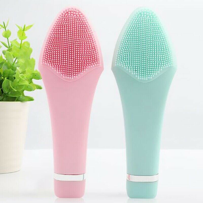 Green Facial Cleansing Brush Sonic Vibration Face Cleaner Silicone Deep Por K2Q2
