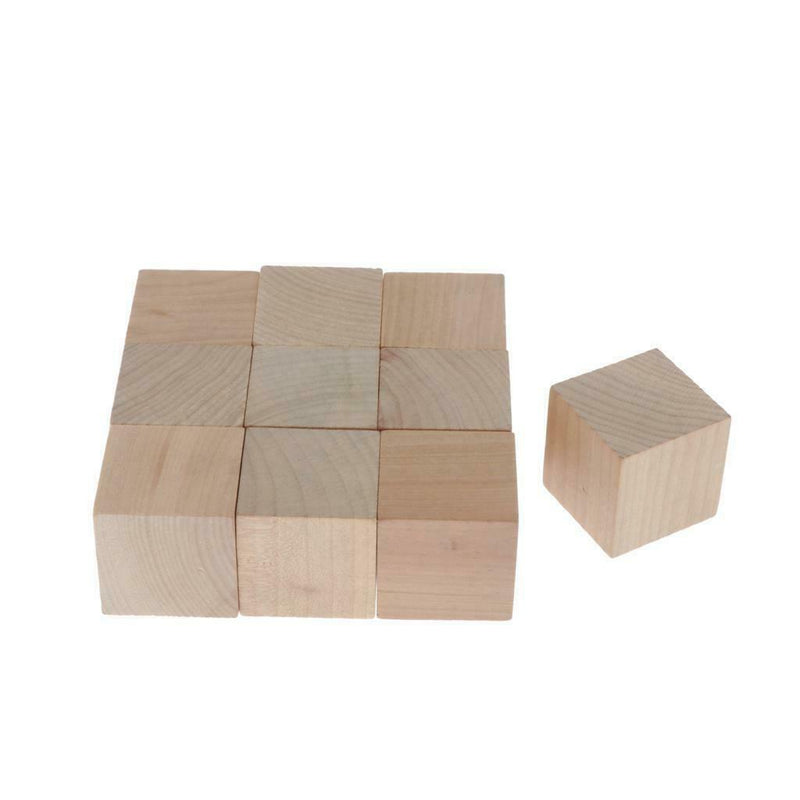 5cm Wooden Cubes, 10pcs Unfinished Square Wood Blocks for Kids Math Teaching,