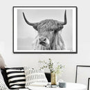 Nordic Portrait of a Highland Cow Posters and Prints Wall Art Canvas Painti
