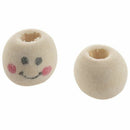 Wooden Round Smile Face Loose Beads 10mm (Pack of Approx. 40pcs) I2C3