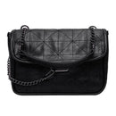 Retro Crossbody Handbag Women Leather Chain Shoulder Messenger Bag (Black) A