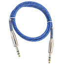 Nylon Braided 6.35mm 1/4 TRS Male Cable Patch Connector for Guitar Bass 1m