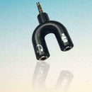 3.5mm Black Stereo Splitter to Mic Headset Jack Plug Adapter For Phone Pretty