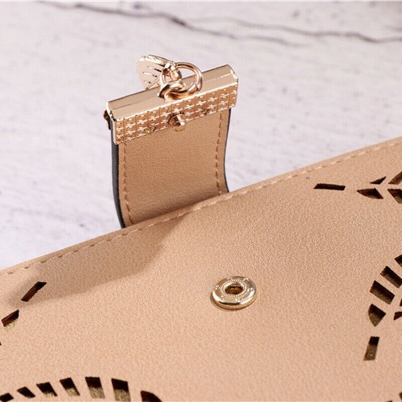 Fashion Women's Leaf Wallet Long Leather Card Holder Purse Zipper Buckle EleU6F7
